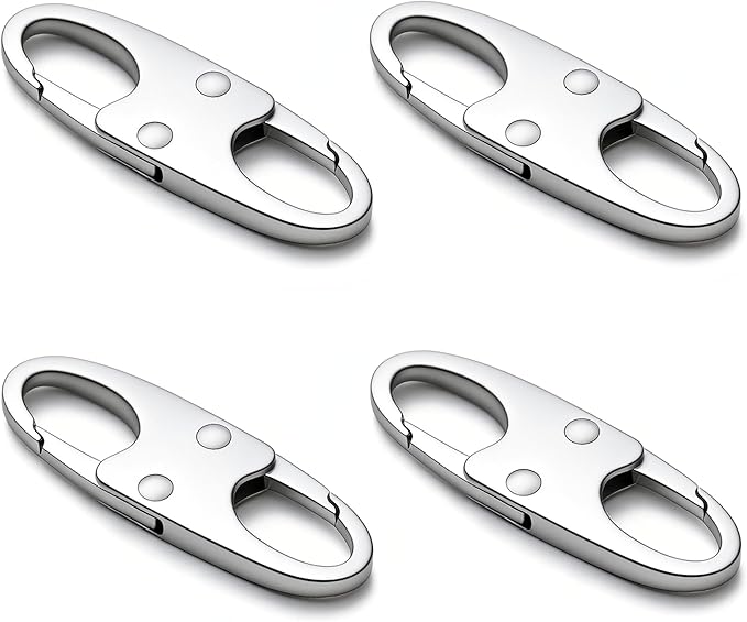 zelin Zipper Clips Anti Theft, 4Pcs Elegant Zinc Alloy Zipper Pull Locks for Backpacks, Double Opening S Carabiner Theft Deterrent for Luggage (Frost Silver)