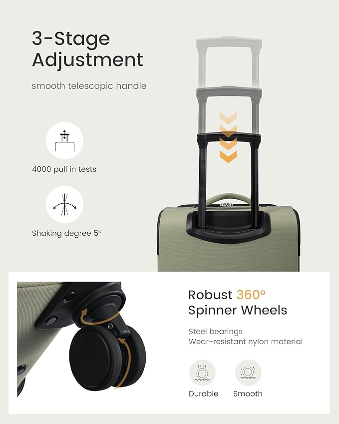 LOVEVOOK Carry On Luggage 22x14x9 Airline Approved, Softside Suitcase with Spinner Wheels for Men Women, 22 Inch Rolling Luggage with TSA Lock Multiple Compartments for Travel Business Trip