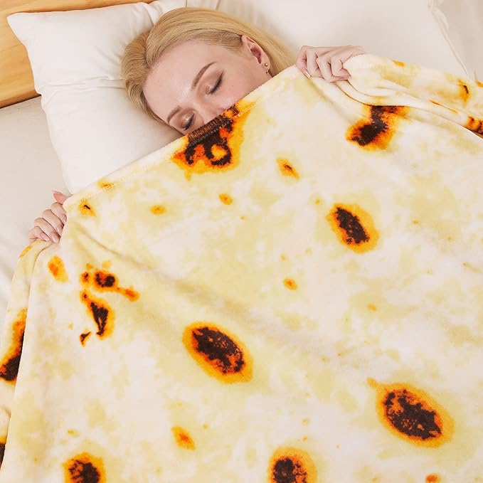 Burritos Tortilla Blanket Queen Size for All Season - Premium Lightweight Anti-Static Super Soft Cozy Plush Tortilla Throw, Lightweight Microfiber Winter Warm Taco Blanket 90" x 90"(Burritos Queen)