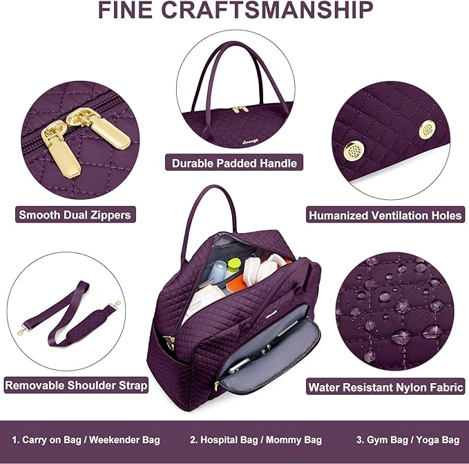 Travel Duffle Weekender Bags for Women - Weekend Bag Women with Shoe Compartment Carry On Overnight Bag with Toiletry Bag Duffel Bags Wet Pocket for Gym Hospital Bags for Labor and Delivery