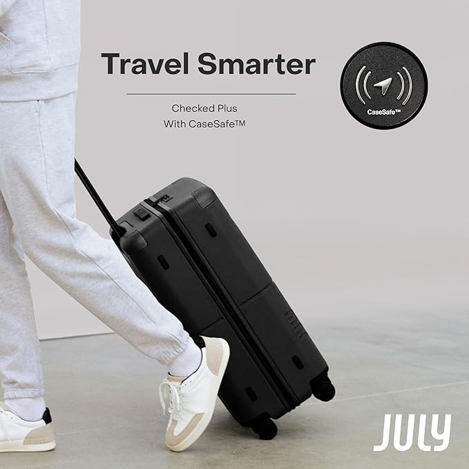 Checked Plus with CaseSafe - 28.75" Trackable TSA Lock Airline Approved Check In Luggage with Wheels, Rolling Suitcase for Men & Women - Silent Spinner Wheels, Y-Strap - Charcoal