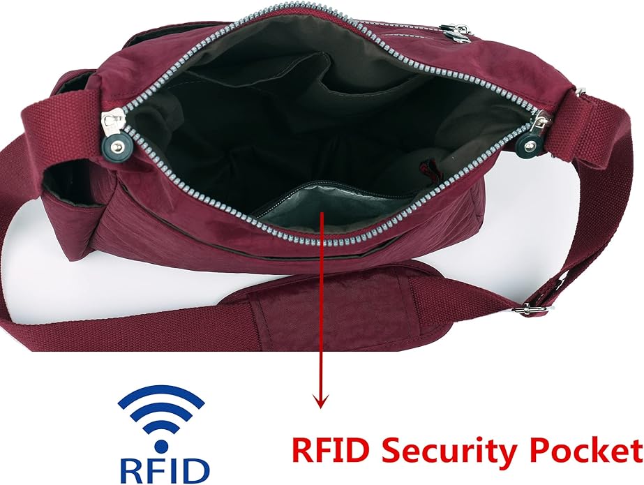 MHCNLL Crossbody Bag with Anti Theft RFID Pocket - Women Lightweight Water-Resistant Purse