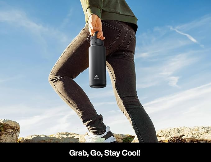 POWCAN 40 oz Insulated Water Bottle with 2-in-1 Straw and Spout Lid, Keep Cold 24H, Leak-Proof, BPA-Free, Double Wall Stainless Steel Water Bottle for Sports, Gym, Travel, Gift, and School (King)