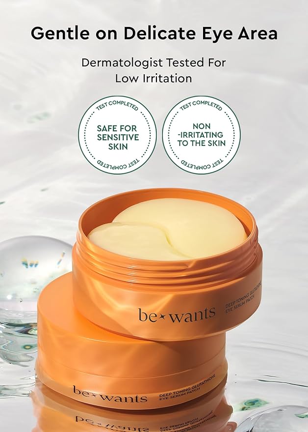 bewants Deep Toning Glutathione Eye Serum Patch | Korean Retinol and Caffeine Eye Patches | Advanced Glutathione Skincare Gel Patch | 60 Undereye Mask Patches