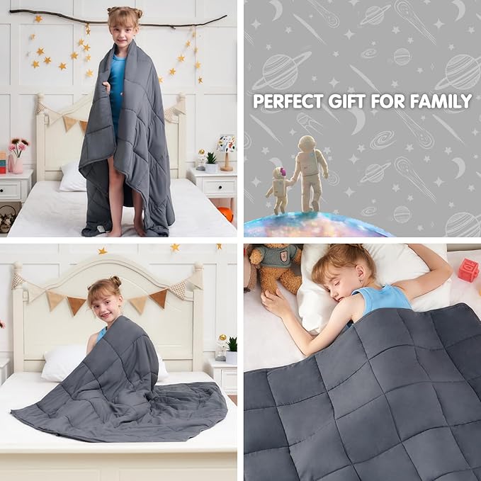 yescool Weighted Blanket 5 Pounds Cooling Weighted Lap Blanket, Grey Heavy Blanket for Sleeping, Weighted Throw Blanket Gifts for 40-60lbs, 36"x48"