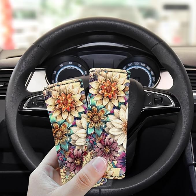 BIGCARJOB Blossom Lotus Luggage Handle Cover Set Pink Suitcase Handle Cover Trolley Case Grip Personalized Luggage Tags Replacement