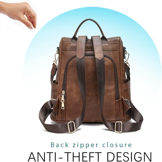 CHERUTY Women Backpack Purse PU Leather Anti-theft Casual Shoulder Bag Fashion Ladies Satchel Bags