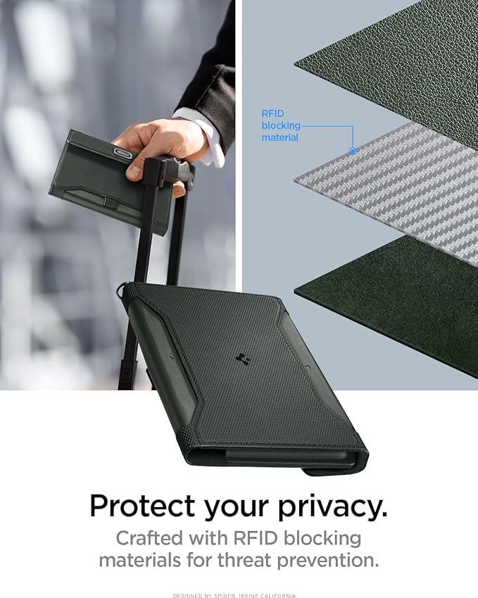 Spigen Life for Passport Card Cover Holder with RFID Blocking Technology Wallet Travel Documents Organizer Protector Accessories, SIM Card Pin Included