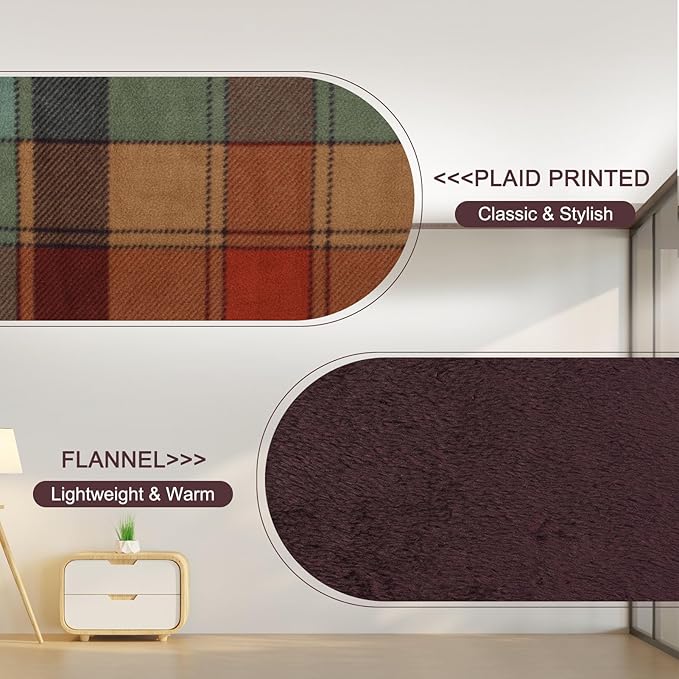 forestfish Wearable Blanket Compact Pillow 2-in-1, Lap Blanket Poncho with Button Plaid Throw Cushion for Home Office Sofa