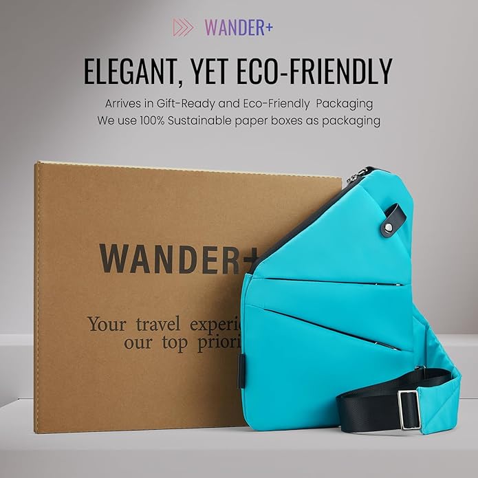 WANDER PLUS® Anti Theft Crossbody Travel Bag for Women Men, Multi-Pocket Crossbody Bag, Slim Sling Bag with Adjustable Strap