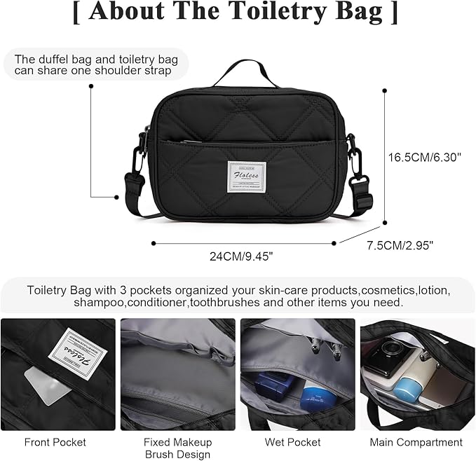 HYC00 Travel Duffel Bag,Carry-on Overnight Weekender Bags for Women,Sports Tote Gym Bag with Wet Pocket