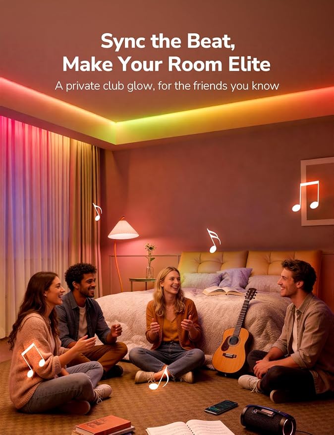 Lepro S1 AI Smart LED Strip Lights with IC 50FT 2.4G WiFi Bluetooth | AI lighting designer,Rainbow chasing effects,Color segment DIY,Music sync,High density LEDs,Holiday Decor,Bedroom,Room,Gaming
