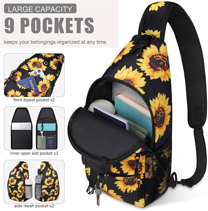 Crossbody Bags for Women Men Trendy Sling Bag Backpack Casual Chest Bag with Convertible Shoulder Strap