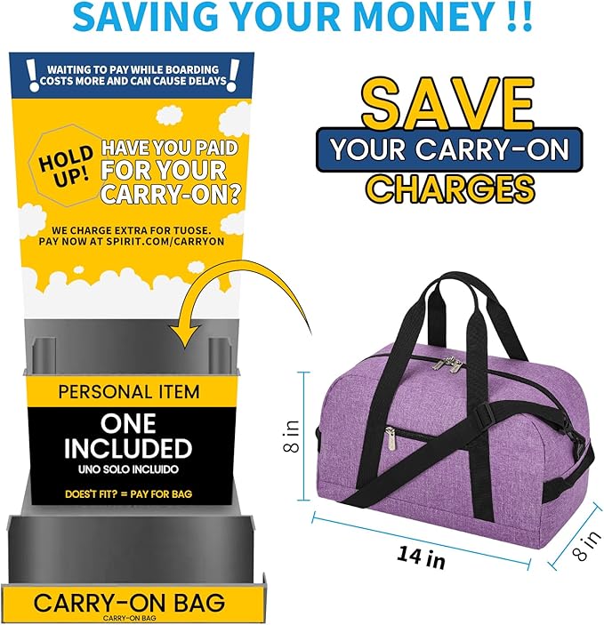 Small Gym Bag 14 inch lightweight Carry On Mini Duffel Bag for Travel Sport - Lavender Purple
