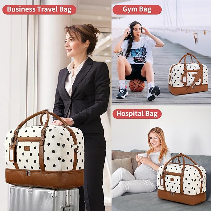 Wogarl Weekender Bags for Women Large Overnight Bag Weekend Travel Duffel Bag Carry on Shoulder with Shoe Compartment Toiletry Bag for Travel Business Gym