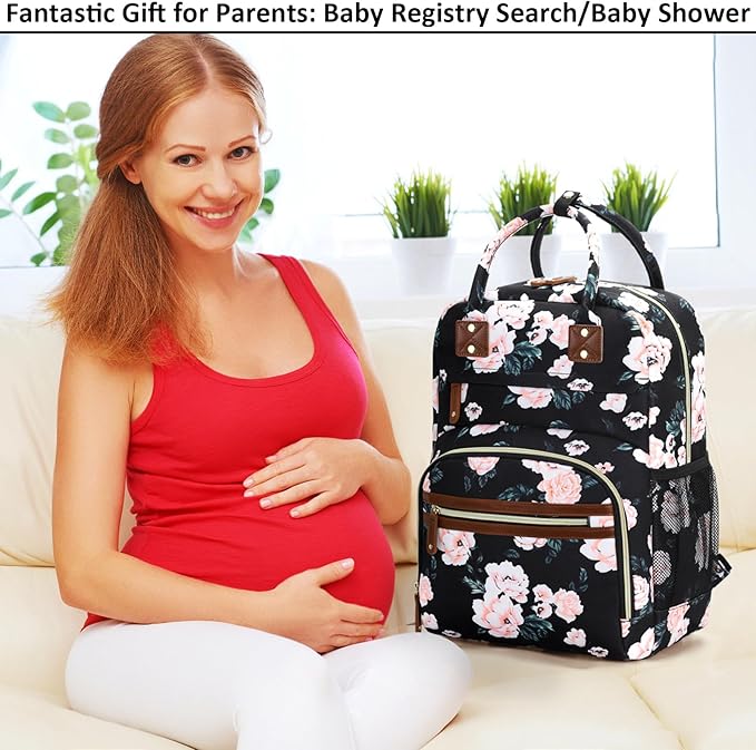 Tenot Diaper Bag Backpack Tote for Women Large Capacity with Insulated Pockets Multifunctional Diaper Bags For Baby Girl Boy Waterproof Baby Bags, Maternity Bag Black Pink Floral | Multifunctional, Diaper Bags, Waterproof, Baby Bags, Maternity Bag