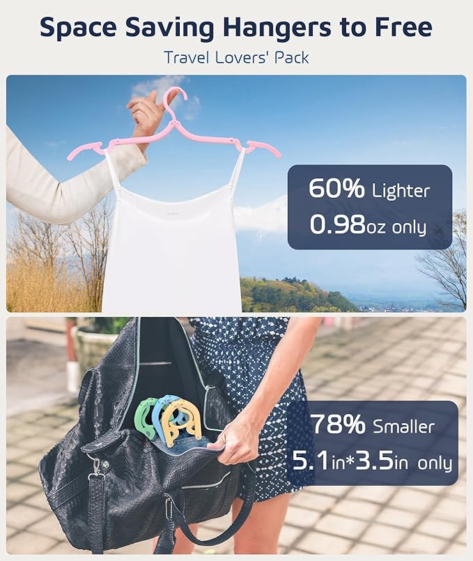 10 Pcs Travel Hangers, Cruise Ship Essentials Travel Essentials, Portable Cruises Must Haves 2026, Folding Hangers for Suitcase, RV Camping Airplane Europe Vacation Essential