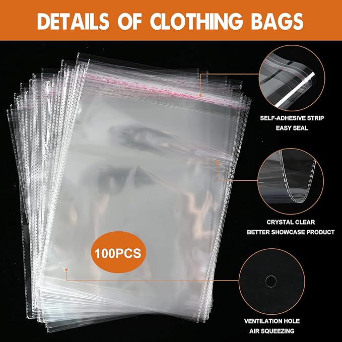 BoxLegend Shirt Folding Board V3 with 11x14 inches Shirt Bags Pack of 100 and Stickers 7 Sizes 3500 PCS Size Stickers for Clothing Folding Board Tshirt Bags for Small Business