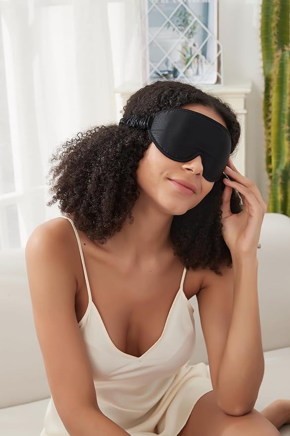 ALASKA BEAR Luxurious Silk Eye Mask with Deep Contour Molded Cups for Beauty Sleep & Lashes Extensions, 3D Zero Pressure Sleeping Eye Cover with Easy-to-Adjust Strap