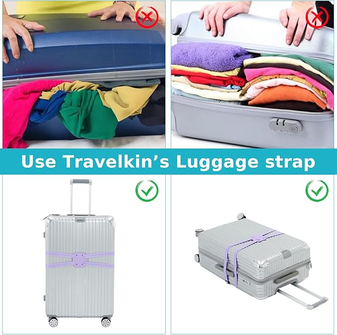 Travelkin Luggage Straps Bag Bungees add a Bag, Luggage Bungee for suitcases Elastic Strap Belt