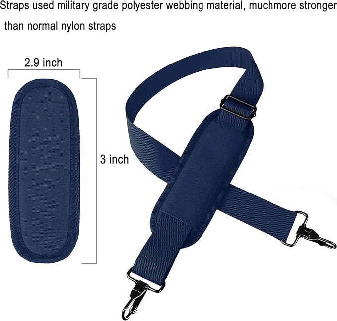 Askuko Shoulder Strap, Universal Adjustable 56 Inch Shoulder Belt Replacement Laptop Bag Shoulder Strap with Metal Hooks for Briefcase, Laptop Messenger Crossbody Bag, Luggage Duffel Camera, Blue