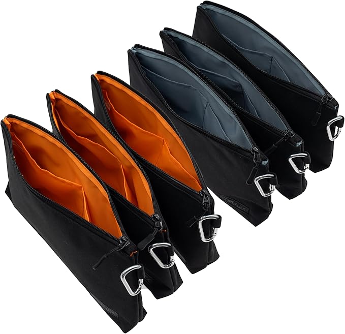 COREFLEX Premium Tool Pouch Zipper Bag, Small Tool Bag, Multipurpose Storage pouch, Heavy duty Flat Bottom Tool bag with YKK Zipper (6 pack Large 12inch Black)