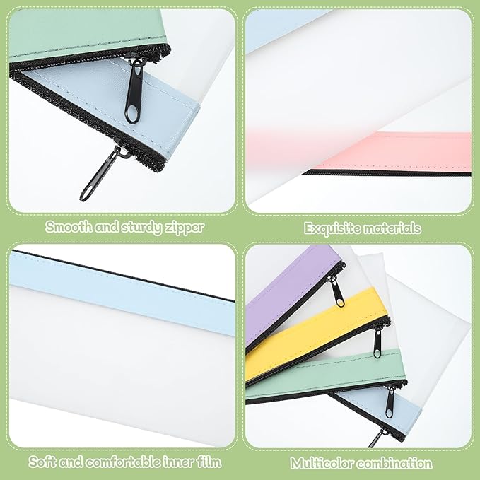 6-Pieces Money Envelopes for Cash, Multi-Purpose Money Bags with Zipper, Money Pouch 7.8 X 3.9 Inch Clear Cash Bag, Bank Deposit Bags for Coins Makeup Mothers Day Gifts School Supplies