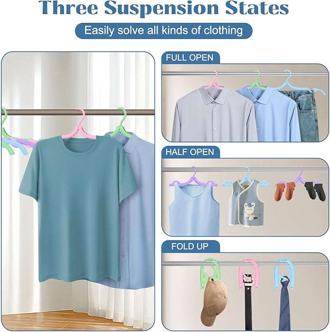 12 Pcs Portable Travel Hangers for Cruise Ship Essentials 2026, Plastic Folding Foldable Hangers Clothes Drying Rack Travel Accessories for Suitcase, RV, Camping, Flying, Hotel, Road Trip (Multi)