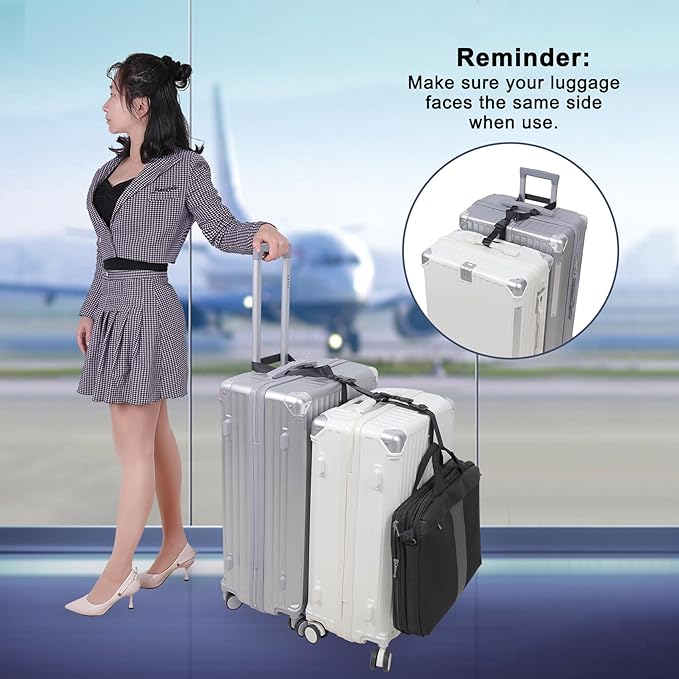Vigorport Luggage Straps, Luggage Connector Straps for Suitcases Add A Bag and Connect Your 2 Suitcases Together Adjustable Attachment Accessories Belts (1'' Width Medium Size)