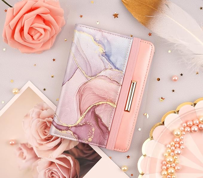 Passport Holder Cover,Traveling Passport Case Glitter Cute Passport Wallet for Women Watercolor Pink