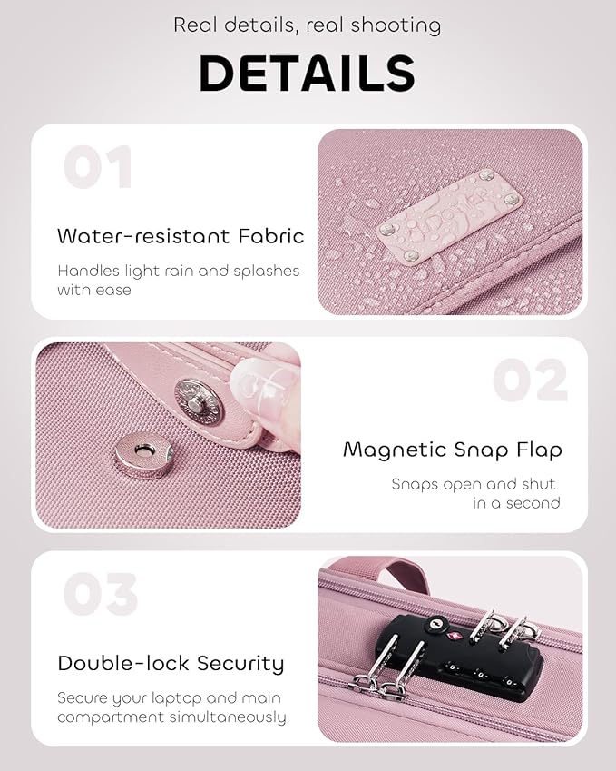 Rolling Laptop Bag Women, Rolling Briefcase for Women with Dual Lock, 16 Inch Computer Bag with Wheels, Roller Underseat Carry On Luggage Personal Item Suitcase for Work Travel Business