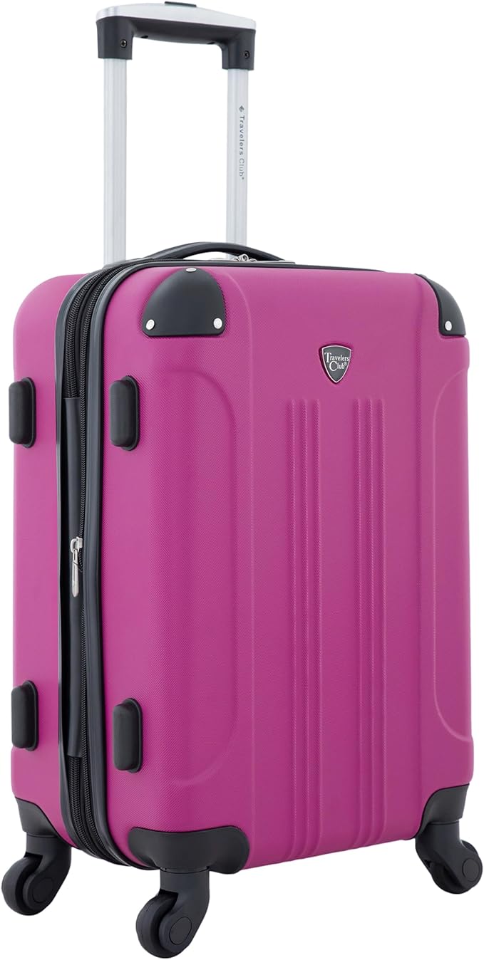 Travelers Club Chicago Hardside Expandable Spinner Luggage, Fuchsia, 22" Carry-On