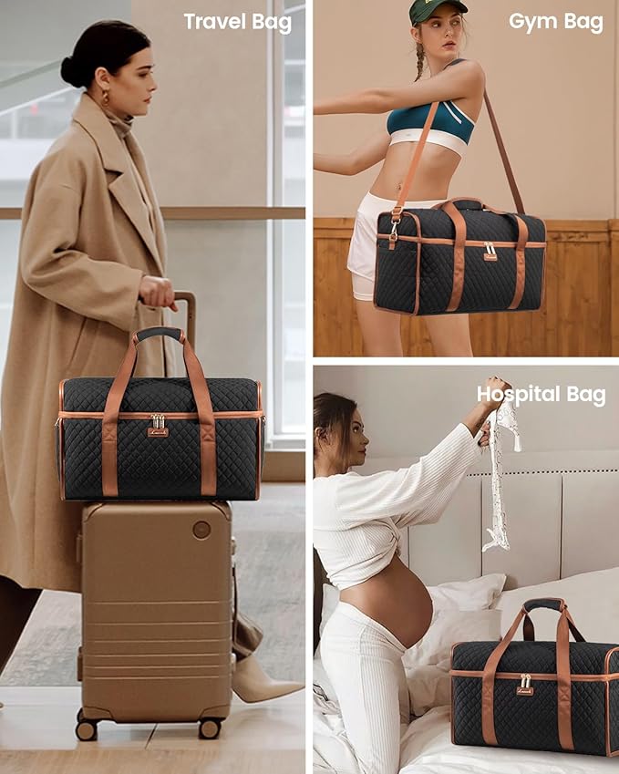 LOVEVOOK Travel Duffle Bag - Weekender & Overnight Bag with Toiletry & Wet Pocket, Carry-On Size, 3pc Set