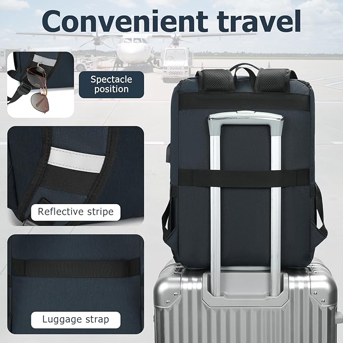 YALUNDISI Vintage Backpack Travel Laptop Backpack with usb Charging Port for Women & Men College Backpack Fits 15.6 Inch Laptop Blue Brown