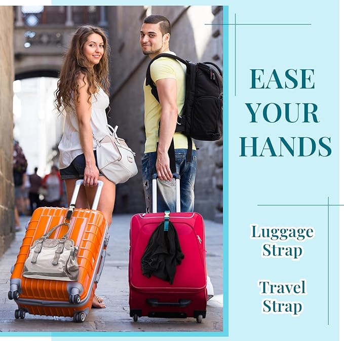 Amylove 3 Pcs Add a Bag Luggage Straps Gripper Heavy Duty Jacket Valises Strap for Travel Belt with Buckle Adjustable Baggage