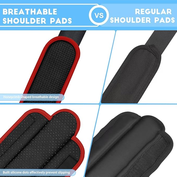 ZINZ 2-Pack Universal Shoulder Pad with Ultra thick Cushion for Bag Luggage Bag Crossbody, Plus Long & Anti-Slip & Breathable,Black-Wine edge-2Pack