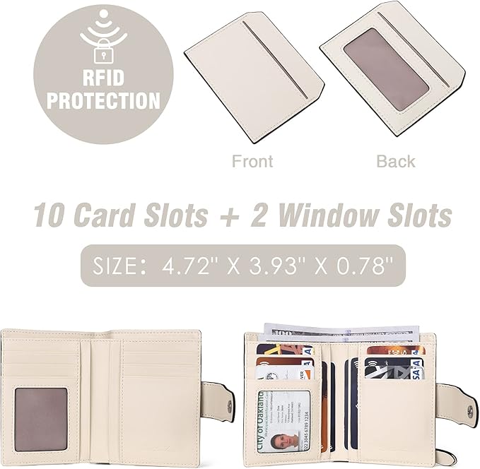 BOSTANTEN Women Leather Wallet RFID Blocking Small Bifold Zipper Pocket Wallet Card Case Purse with ID Window