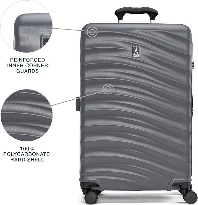 Travelpro Maxlite Air V2 Hardside Expandable Luggage, 8 Spinner Wheels, Lightweight Hard Shell, TSA lock, Shadow Grey, 2-Piece Set (20/25)