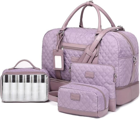 Wogarl Weekender Bags for Women Large Overnight Bag Weekend Travel Duffel Bag Carry on Shoulder with Shoe Compartment Toiletry Bag for Travel Business Gym