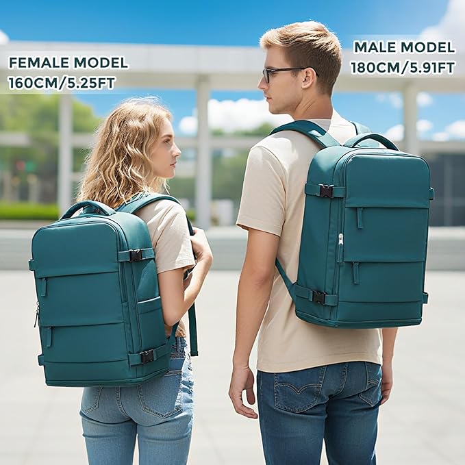 coowoz Travel Backpack For Women Men,Carry On Backpack,Hiking Backpack Waterproof Outdoor Sports Rucksack Casual Daypack Travel Essentials(Peacock Blue)