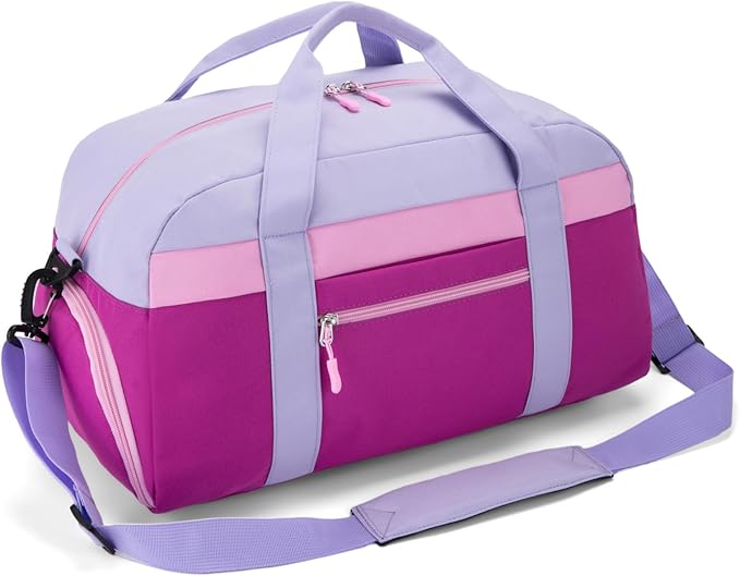 HawLander Kids Duffle Bag for Boys or Girls, Fit Sports Practice, or Overnight Travel Weekend (Purple)