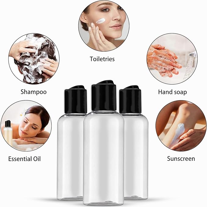 5 Pack 3.4 oz Travel Bottles for Toiletries TSA Approved Leakproof Plastic Empty Travel Size Bottles Containers with Labels