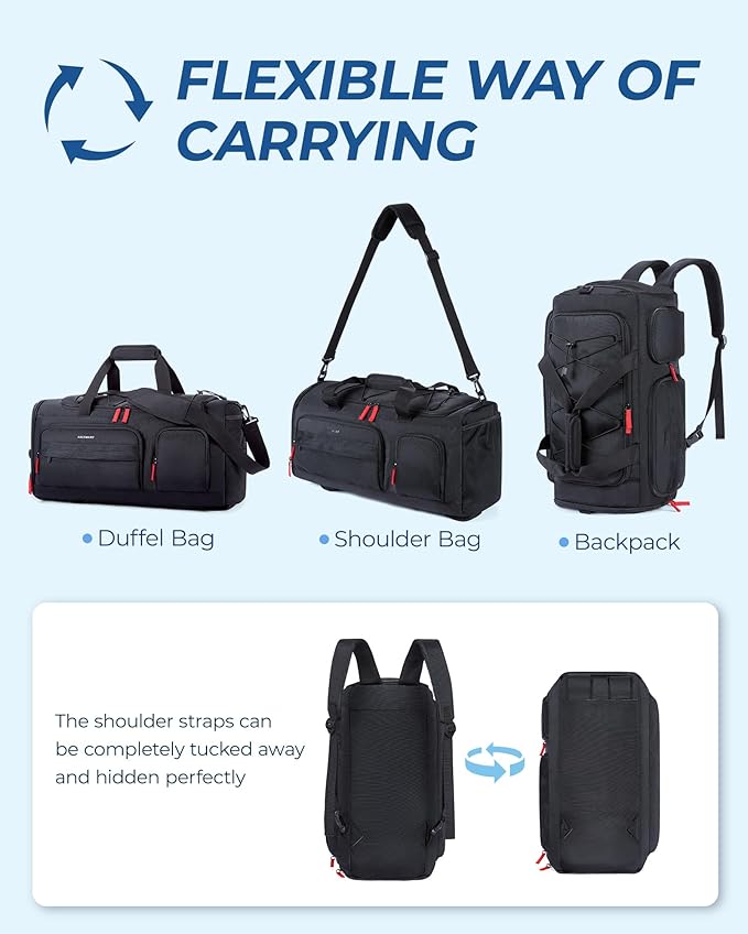BAGSMART Gym Bag for Women & Men, Sports Travel Duffel Backpack with Shoe Compartment Laptop Compartment, Water Resistant Carry On Weekender Bag for Airplane