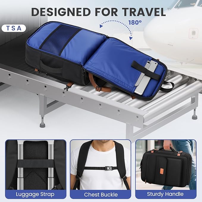 MATEIN Airlines Personal Item Bag for Frontier, 18x14x8 in Underseat Travel Backpack with Water Bottle Holder Fit 40 oz Tumbler, TSA Approved 15.6" Laptop Backpack with Shoe Compartment for Women Men