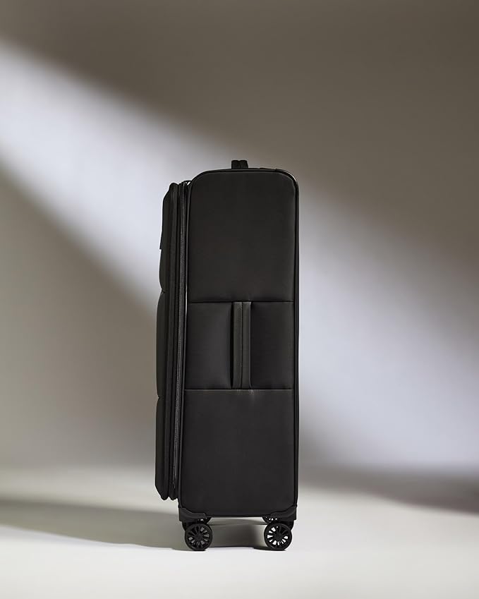 ANTLER - Soft Stripe Large Luggage - 31" Softside Suitcase, Durable, Lightweight & Expandable, 4 Spinner Wheels - Adjustable Handle, TSA Lock, Black