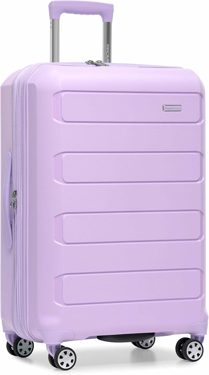 Traveler's Choice Pagosa Hardshell Expandable Luggage with Spinner Wheels, Lavender, 26-Inch Medium