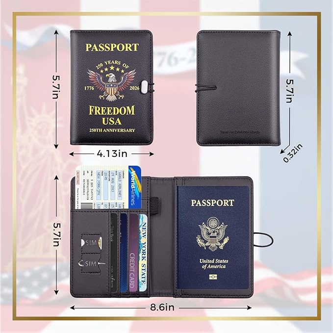 Melsbrinna Premium Leather Passport Holder Covers Case, Waterproof Rfid Blocking Travel Wallet Passport Holder with Pen Holder, Cute Passport Book for Women/Men