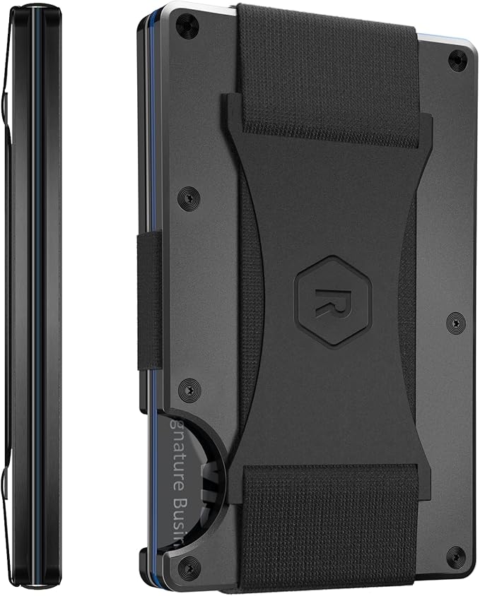 Ridge Wallet for Men - Slim Minimalist Compact Wallet and Card Holder, RFID Protected Front Pocket Wallets for Men with Integrated Cash Strap