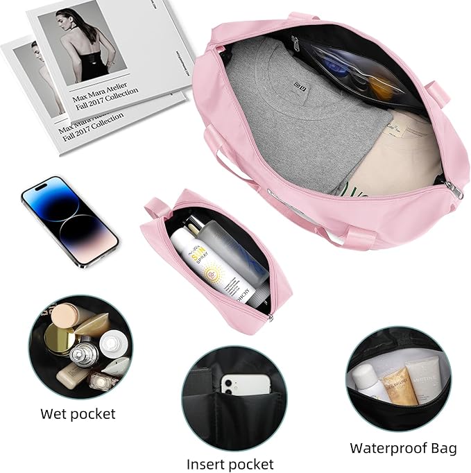 6 Piece Luggage Set Hard Shell - Pink Expandable Suitcases with Spinner Wheels and Duffel Bags for Family Travel, Durable Carry On Luggage Sets with Lock for Women and Girls