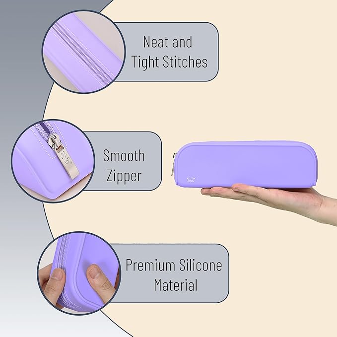 Mr. Pen- Silicone Pouch, Aesthetic Purple Pencil Bag, Small Makeup Pouch